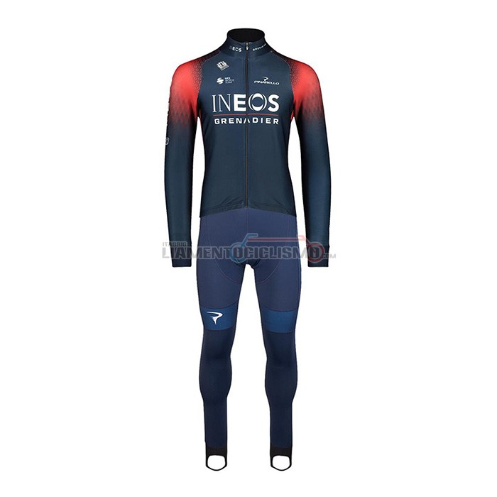 Abbigliamento Ciclismo Ineos Grenadiers Manica Lunga 2022 Spento Blu